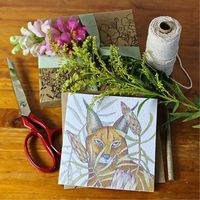 Growing Paper Caracal & Sugarbush Greeting Card